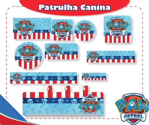 Arquivo Digital Etiquetas Escolares Patrulha Canina Menino