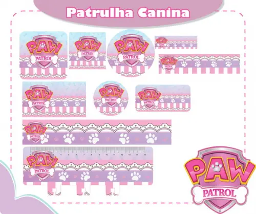Arquivo Digital Etiquetas Escolares Patrulha Canina Menina