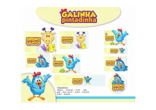 Arquivo Digital Etiquetas Escolares Galinha Pintadinha Azul
