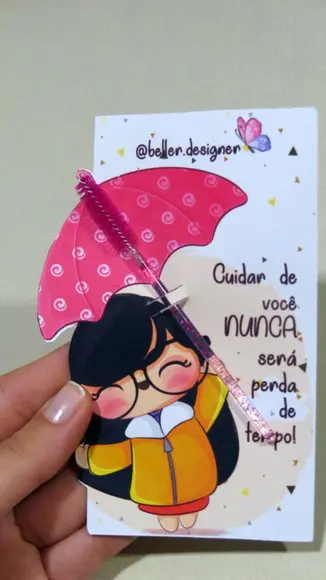 Arquivo Digital Card Porta Escova de Cílios Menina + Cuidado