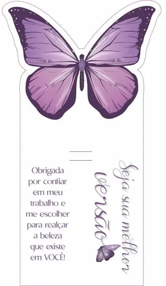 Arquivo Digital Cartão Borboleta Lilás para Escovinha Cílios
