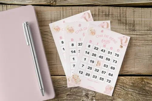 Arquivo Digital Cartelas Bingo Chá de Bebê Menina