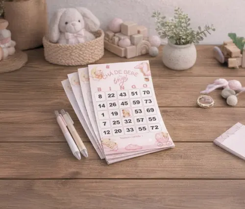 Arquivo Digital Cartelas Bingo Chá de Bebê Menina