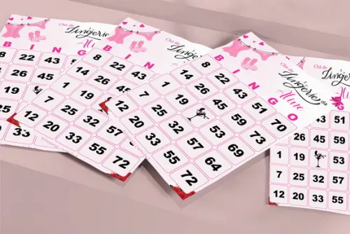 Arquivo Digital Cartelas de Bingo Chá de Lingerie com Nome