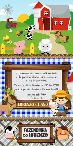 Arquivo digital Convite A Fazendinha Editável