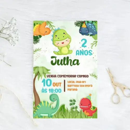 Arquivo Digital Convite Dino Cut Vc Mesmo Edita