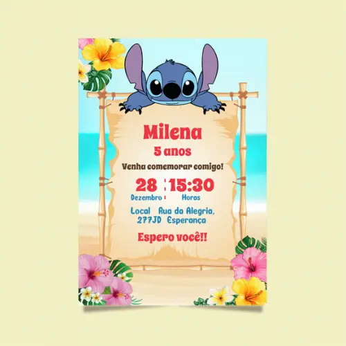 Arquivo Digital Convite Lilo e Stitch (você Edita)