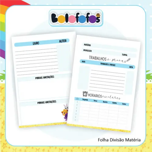 Arquivo Kit Digital Etiquetas Escolares Bolofofos