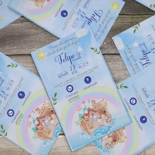 Convite Digital Arca de Noé Menino com Botões Clicáveis