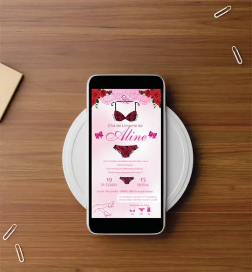 Convite Digital Chá de Lingerie (você Mesmo Edita no Canva)