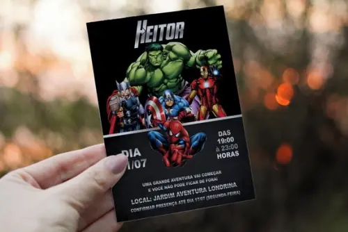 Convite Digital Heróis Vingadores (editado com Seus Dados)