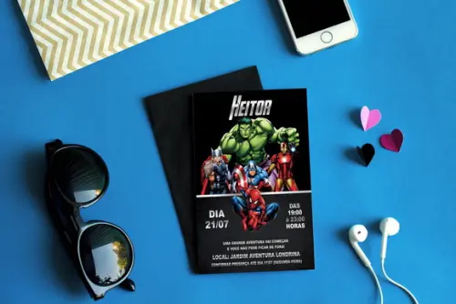 Convite Digital Heróis Vingadores (editado com Seus Dados)