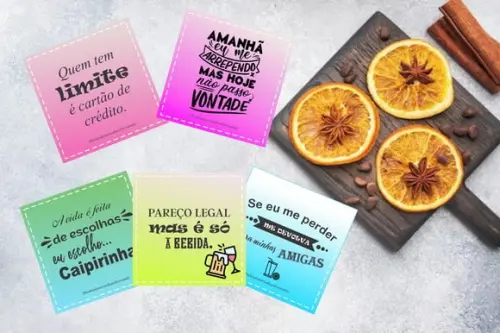 Kit Digital Card Frases para Drinks + Poster Adote Seu Copo
