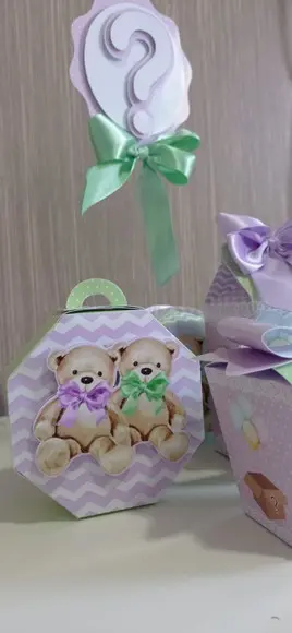 Kit Digital Chá Revelação Ursinhos Verde Lilas