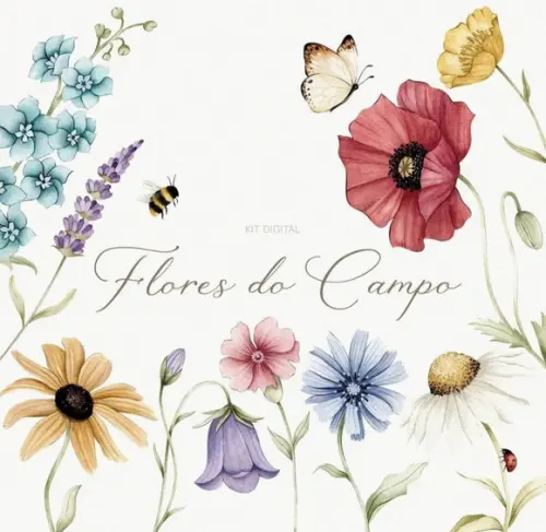 Kit Digital Flores do Campo Png