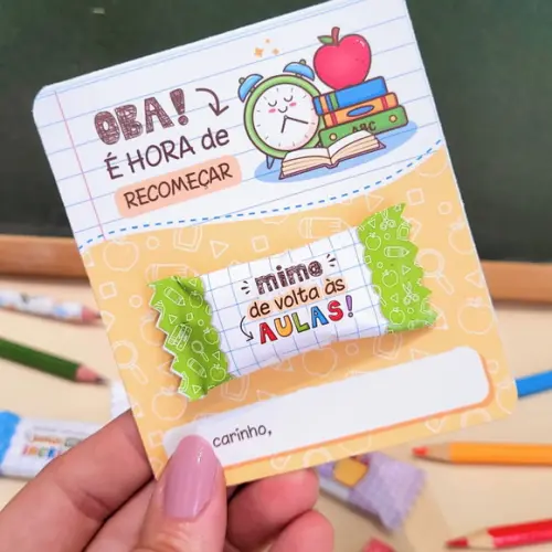 Kit Digital Volta as Aulas 001 Card com Balinhas e Pirulito