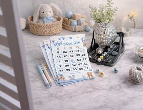 Arquivo Digital Cartelas Bingo Chá de Bebê Menino pesonalizado com nome