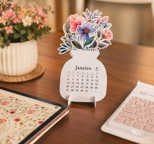 Arquivo Digital Mini Calendário Vasinhos de Flores 2026