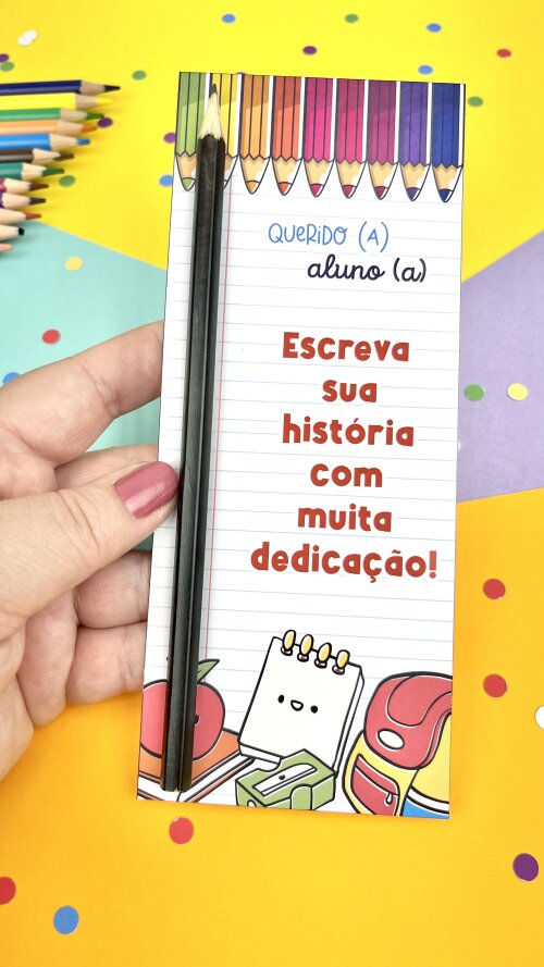 Arquivo  Digital Card Aluno - Lápis -Volta às Aulas
