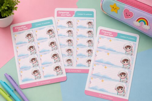 Arquivo Digital Etiquetas Escolares Atronauta Manina