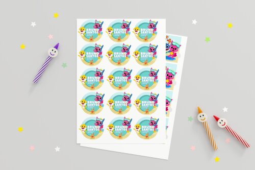 Arquivo Digital Etiquetas Escolares Baby Shark