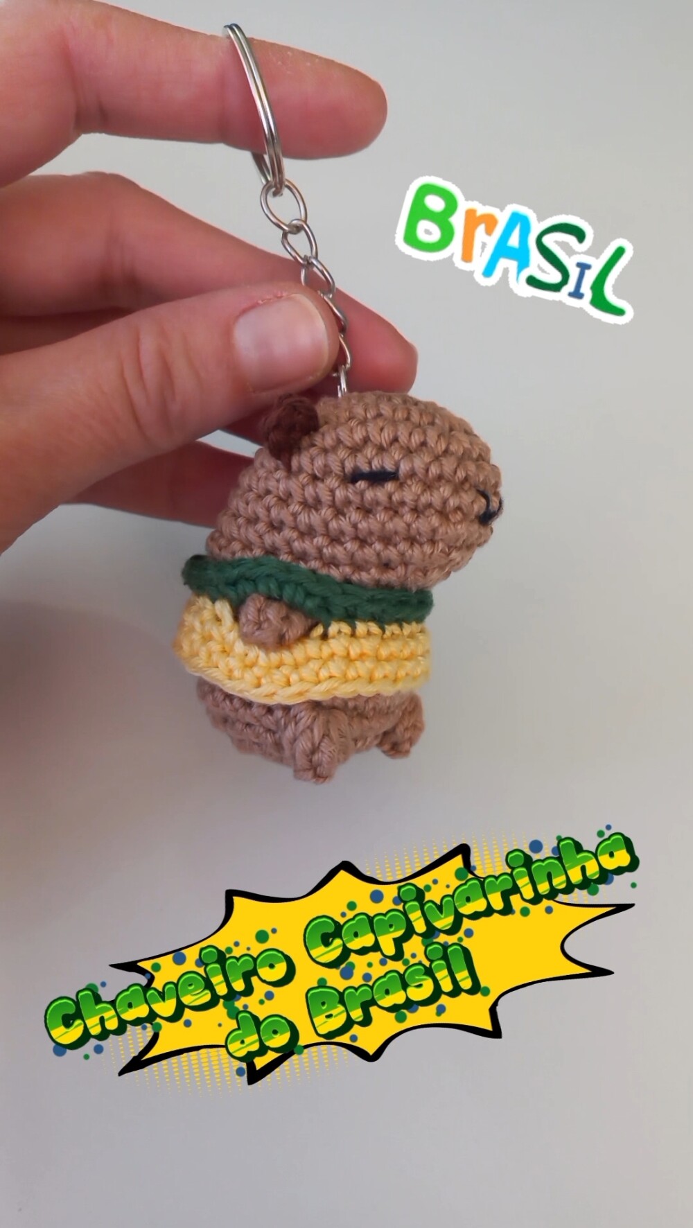 Chaveiro Capivara do Brasil - Amigurumi