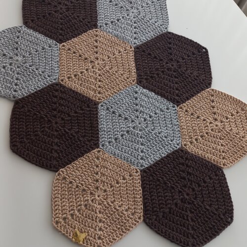 Jogo de Tapetes Hexágonos Crochê