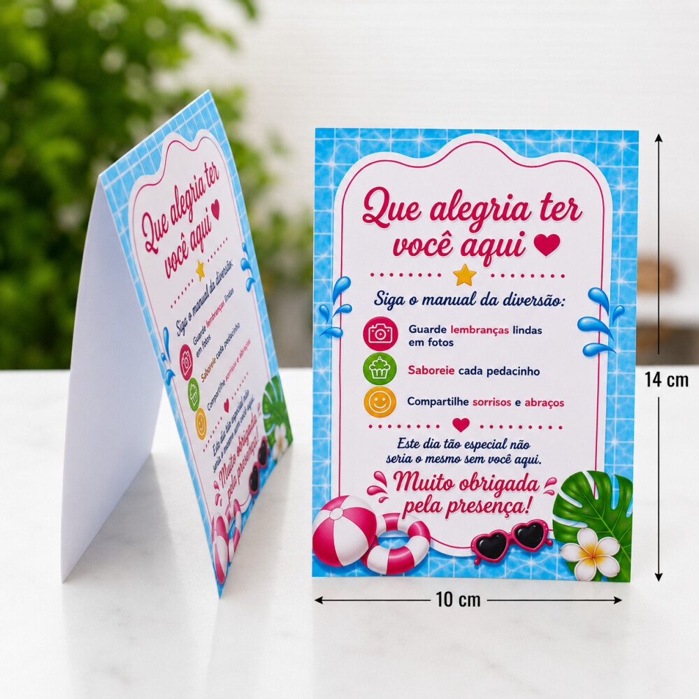 Plaquinhas de Mesa Pool Party Personalizadas | Decoração Festa