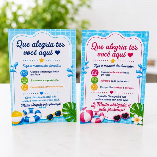 Plaquinhas de Mesa Pool Party Personalizadas | Decoração Festa