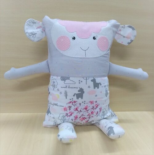 Naninha Travesseiro Ovelha Rosa e Cinza Soninho Bebê
