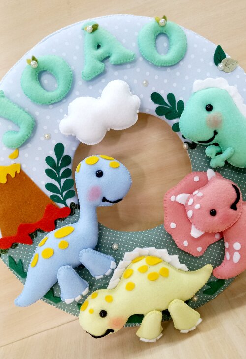 Guirlanda Feltro Dinossauros Enfeite Porta Maternidade Bebê Pers