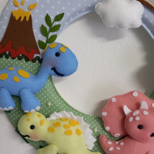 Guirlanda Feltro Dinossauros Enfeite Porta Maternidade Bebê Pers