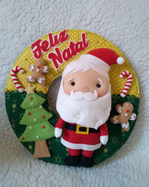 Guirlanda Feltro Natal Papai Noel Enfeite Decoração Porta