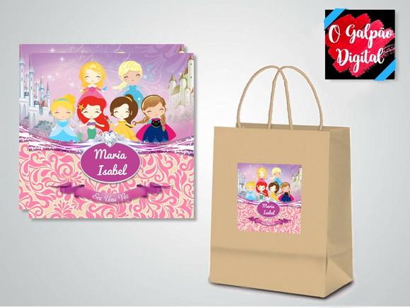 Rótulo de Sacola Kraft Princesas Baby