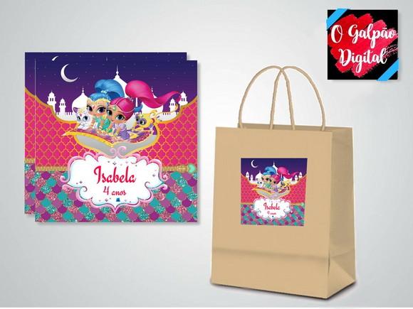Rótulo de Sacola Kraft Shimmer e Shine