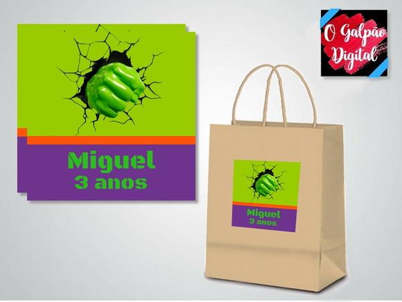 Rótulo de Sacola Kraft Hulk