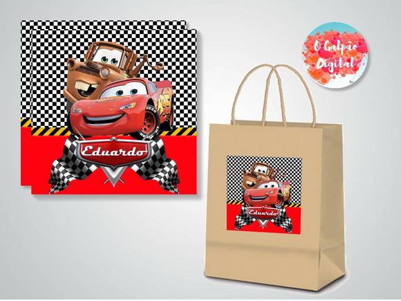 Rótulo de Sacola Kraft Carros