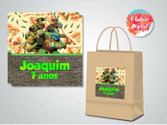 Rótulo de Sacola Kraft Tartarugas Ninjas