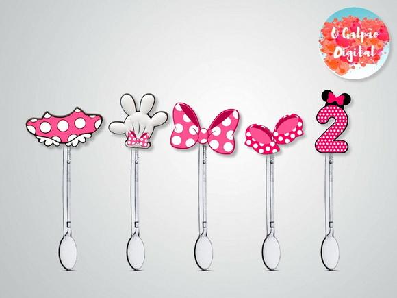 Colherzinha Decorada Minnie Rosa