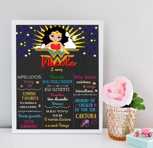 Quadro Chalkboard Mulher Maravilha