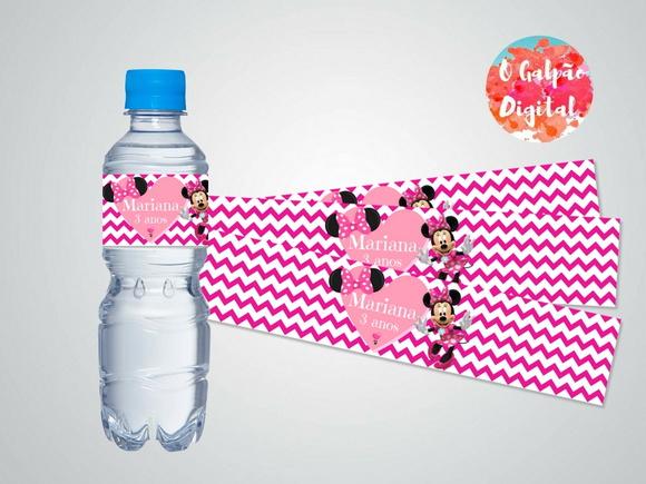 Rótulo de Garrafa Minnie Rosa