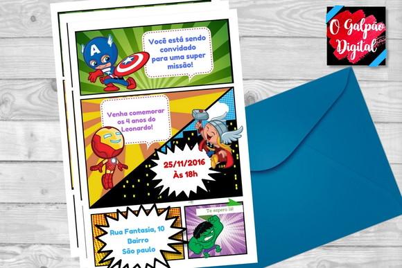 Convite Os Vingadores Baby