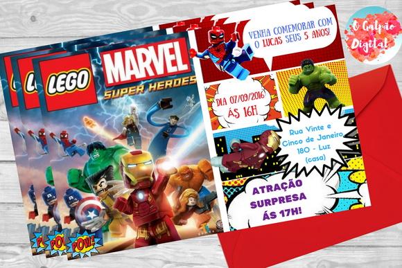 Convite Lego Marvel