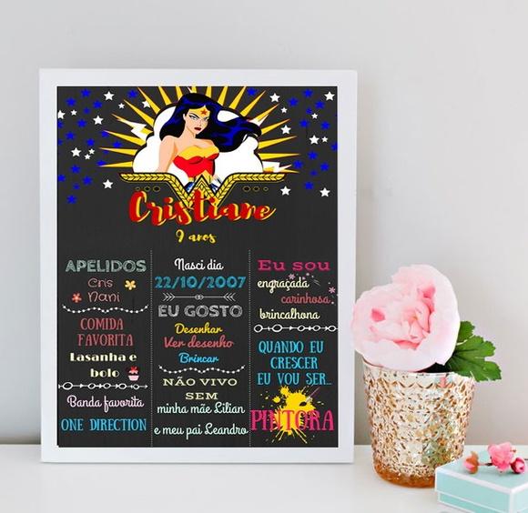 Quadro Chalkboard Mulher Maravilha