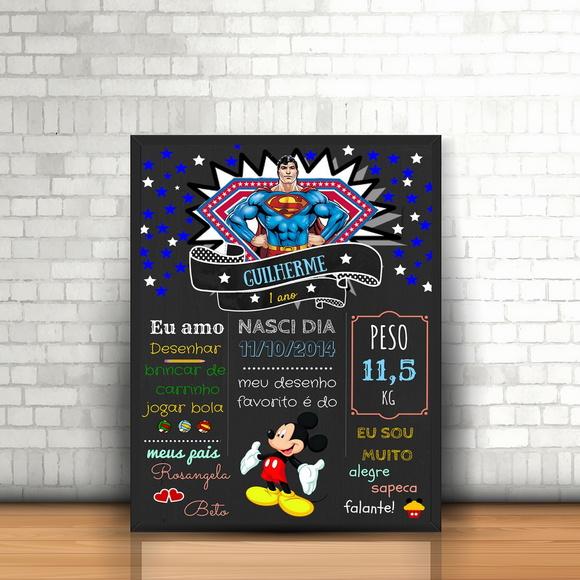 Quadro Chalkboard Super Homem