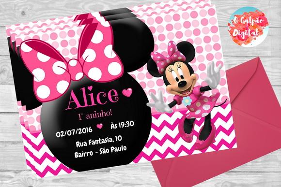 Convite Minnie Rosa