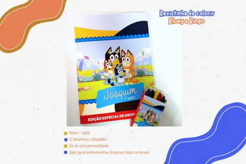 Kit Colorir Personalizado com Giz de Cera - Lembrancinha