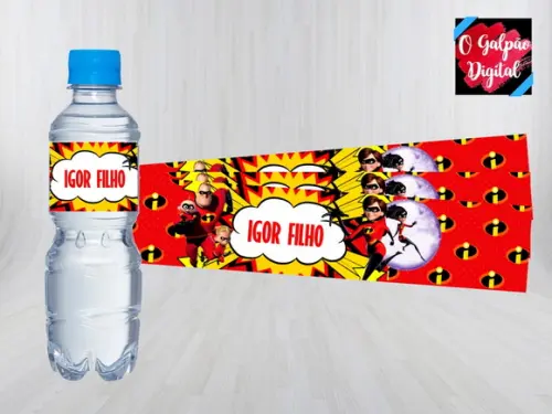 Rótulo de Água Os Incríveis