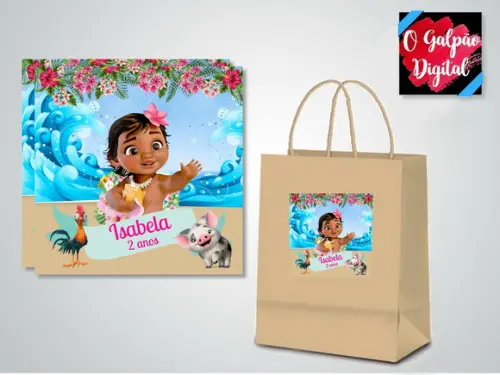 Rótulo de Sacola Kraft Moana Baby