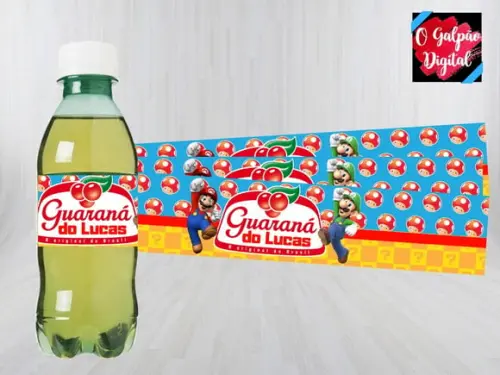 Rótulo de Guaraná Mario Bros